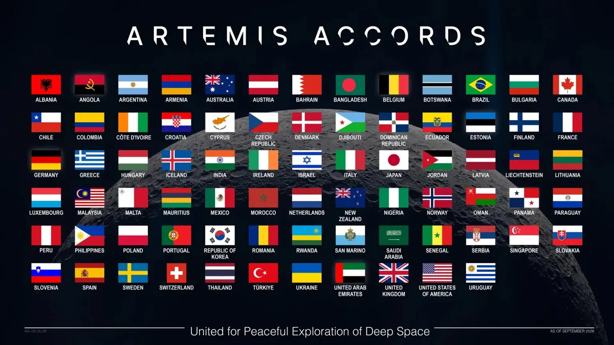 Representantes de diferentes países participando de reunião sobre cooperação espacial