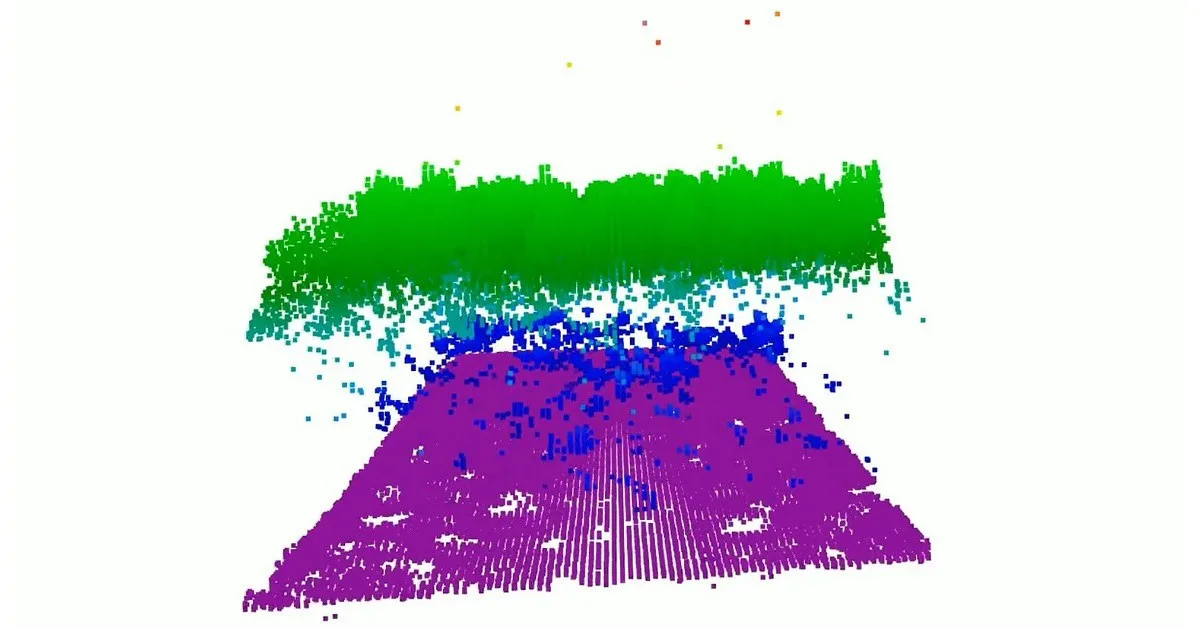 Ilustração de satélite com laser mapeando a superfície terrestre com tecnologia avançada.
